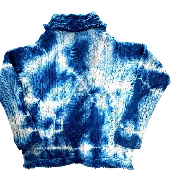 ALANUI: Men’s Wool Blue/White Tie Dye Cardigan - Small - Picture 7 of 7